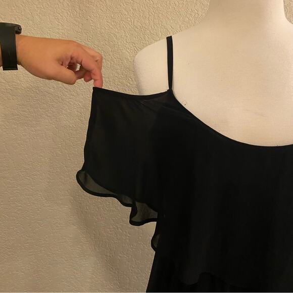 Show Me Your MuMu Caitlin Ruffle Maxi Dress Large Black Chiffon - Picture 3 of 5